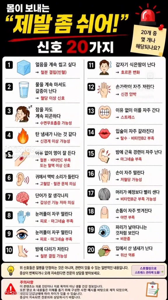 쉬라는 신호 20가지